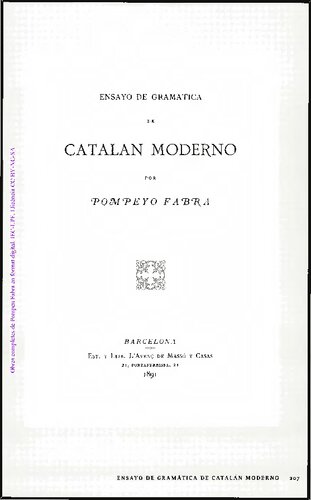 Ensayo de gramatica de catalan moderno