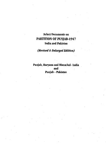 Select Documents on the Partition of the Punjab 1947