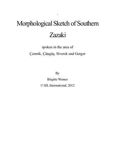 Morphological Sketch of Southern Zazaki