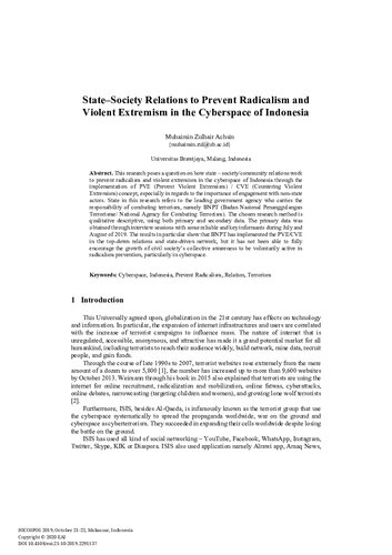 State–Society Relations to Prevent Radicalism and Violent Extremism in the Cyberspace of Indonesia