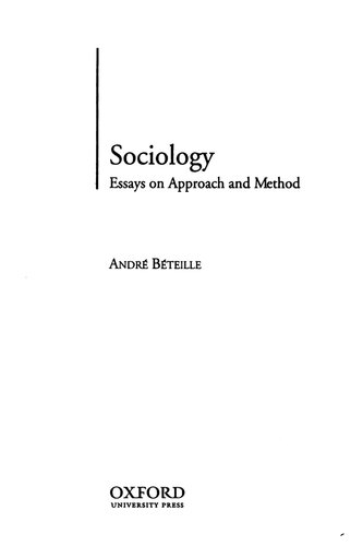 Sociology: Essays on Approach and Method