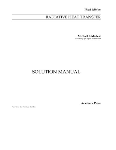 Radiative Heat Transfer Solution Manual