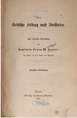 Der britische Feldzug nach Abessinien : nach amtlichen Quellen