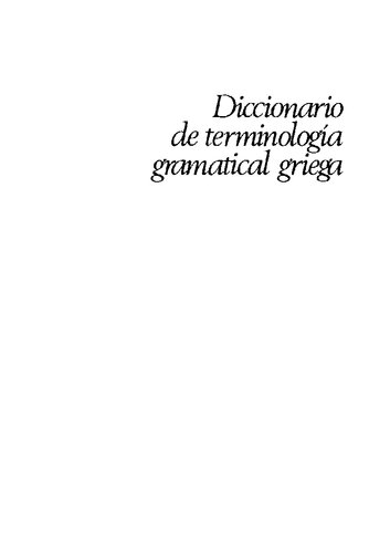 Diccionario de terminología gramatical griega