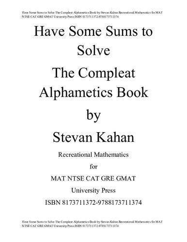 Have some sums to solve: the compleat alphametics book