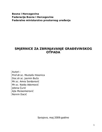 Smjernice za zbrinjavanje građevinskog otpada