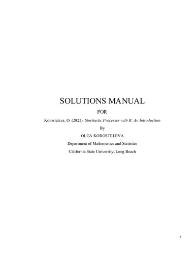 Stochastic Process with R: An Introduction Solutions Manual