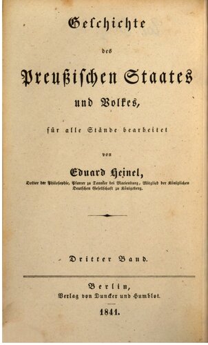 Geschichte des Preußischen Staates und Volkes