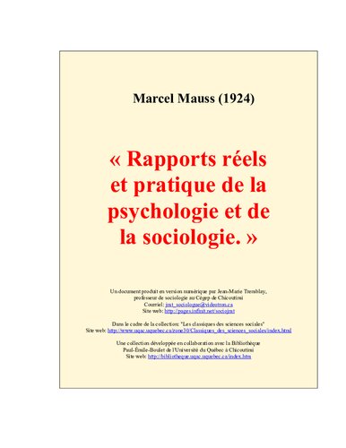 Rapports réels et pratique de la psychologie et de la sociologie