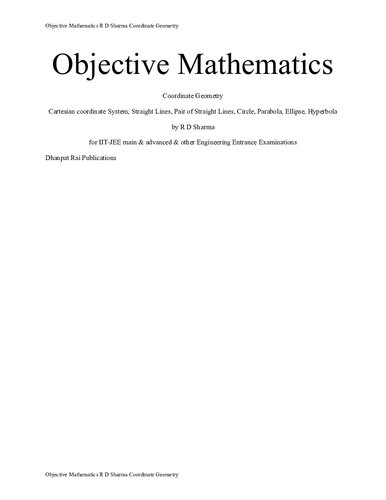 Objective Mathematics coordinate Geometry by R D Sharma for IIT-JEE main & advanced & other Engineering Entrance Examinations