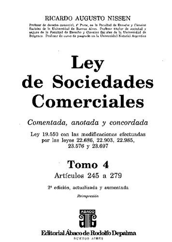 Ley de sociedades comerciales : comentada, anotada y concordada. Tomo 4