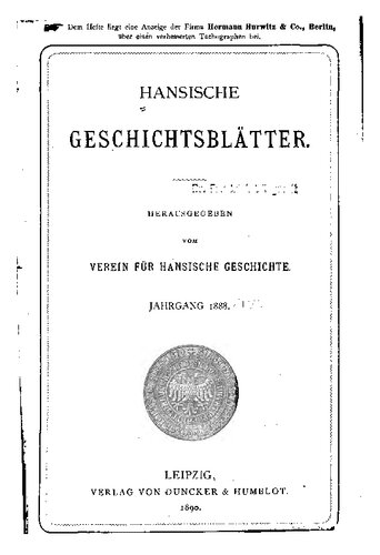 Hansische Geschichtsblätter (Jahrgang 1888)