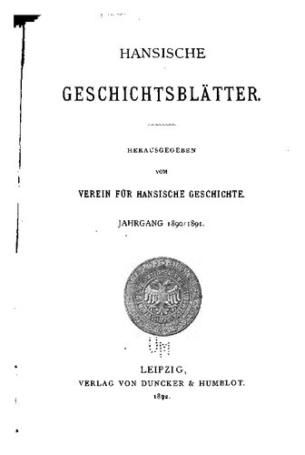 Hansische Geschichtsblätter (Jahrgang 1890-1891)