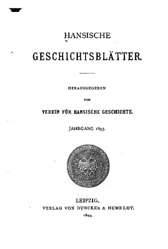 Hansische Geschichtsblätter (Jahrgang 1893)