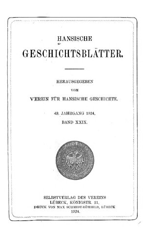 Hansische Geschichtsblätter (Jahrgang 1924)