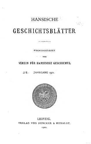 Hansische Geschichtsblätter (Jahrgang 1901-1902)