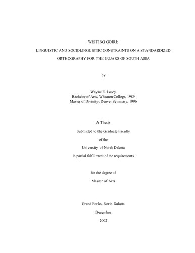 Writing Gojri: linguistic and sociolinguistic constraints on a standardized orthography for the Gujars of South Asia