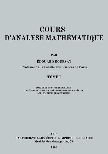 Cours d'analyse mathématique