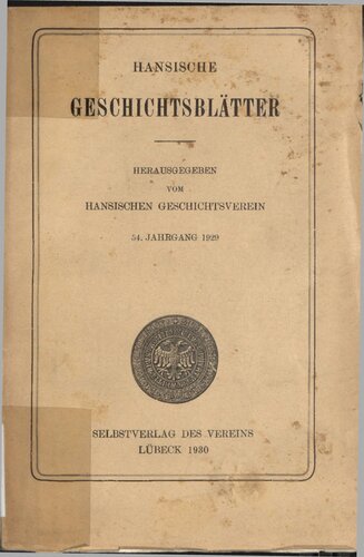 Hansische Geschichtsblätter (Jahrgang 1929)