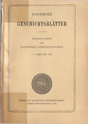 Hansische Geschichtsblätter (Jahrgang 1930)