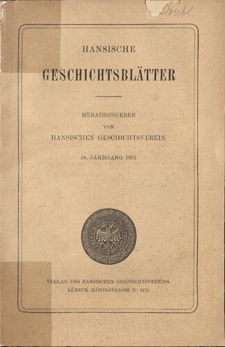 Hansische Geschichtsblätter (Jahrgang 1931)