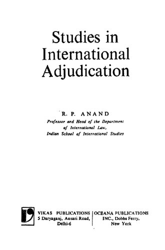 Studies in international adjudication