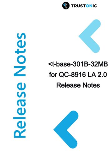 t-base-301B-32MB for QC-8916 LA 2.0 Release Notes