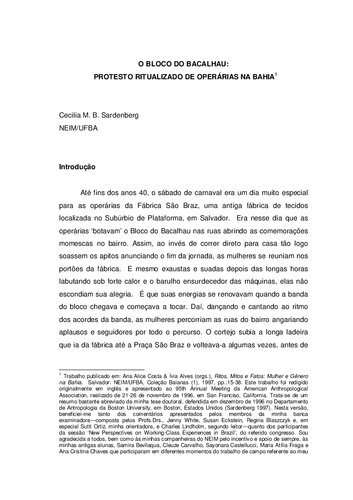 O bloco do bacalhau: protesto ritualizado de operárias na Bahia