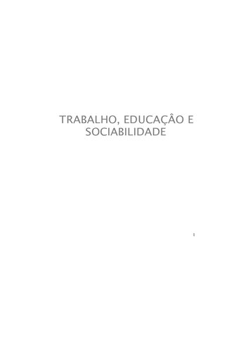 Trabalho, educação e sociabilidade