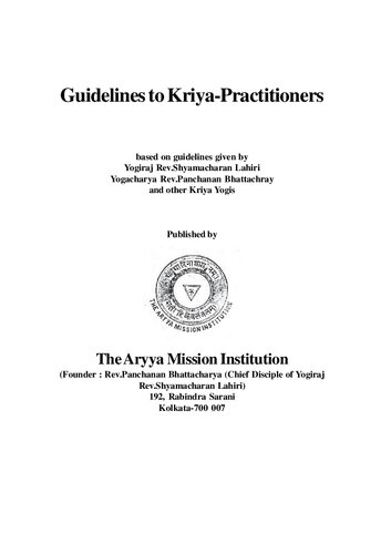 guidelines to kriya practitioners