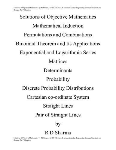 Solutions of Objective Mathematics Part 2 of 5 upto chapter 22 Pair of Straight Lines by R D Sharma for IIT-JEE main & advanced & other Engineering Entrance Examinations