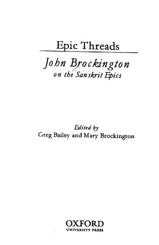 Epic threads : John Brockington on the Sanskrit epics