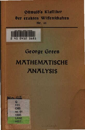 Ein Versuch die mathematische Analysis auf die Theorien der Elektrizität und des Magnetismus anzuwenden (1828)