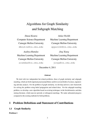 Algorithms for Graph Similarity and Subgraph Matching