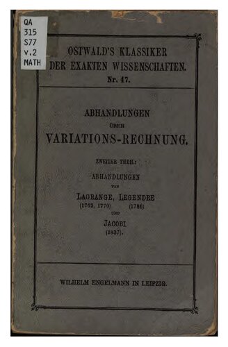 Abhandlungen über Variationsrechnung (1762, 1779), (1786), (1837)