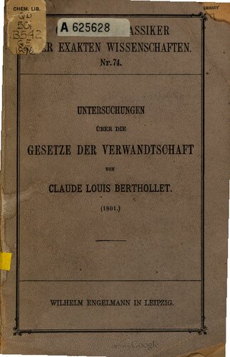 Untersuchungen über die Gesetze der Verwandtschaft (1801)