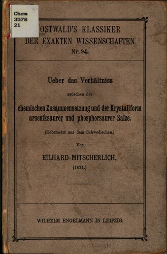 Über das Verhältnis zwischen der chemischen Zusammensetzung und der Kristallform arseniksaurer und phosphorsaurer Salze (1821)