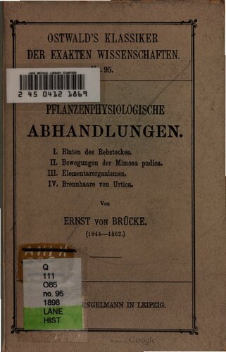 Pflanzenphysiologische Abhandlungen (1844-1862)