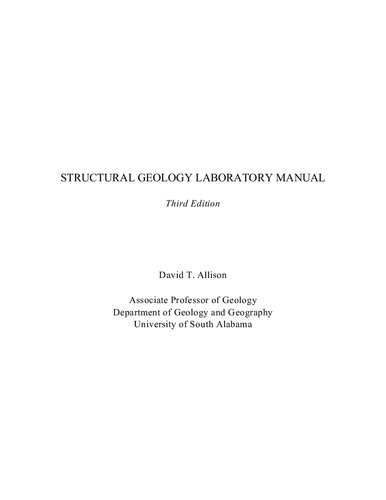 STRUCTURAL GEOLOGY LABORATORY MANUAL