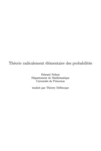 Théorie radicalemellt élémeintaire des probabilités