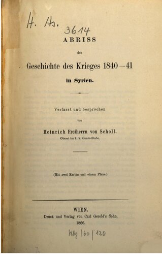 Abriss der Geschichte des Krieges 1840-41 in Syrien