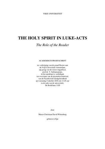 The holy spirit in luke-acts. The role of the reader