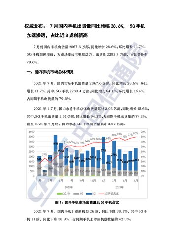 2021年7月国内手机市场运行分析报告（中文版）