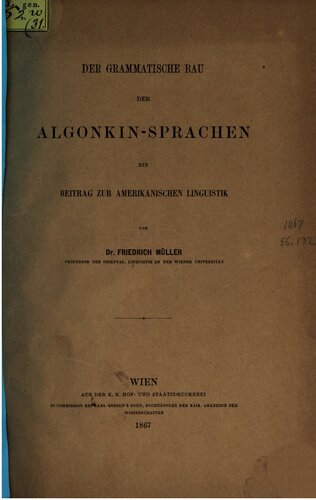 Der grammatische Bau der Algonkin-Sprachen : Ein Beitrag zur amerikanischen Linguistik