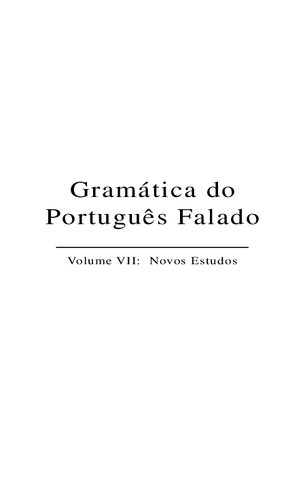 Gramática do Português Falado – Volume VII – Novos Estudos