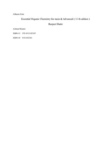 5 Alkanes from Jagdamba Singh S Anandvardhan Logical Approach to modern Organic Chemistry for IIT JEE Pragati Prakashan & Essential Organic Chemistry for main Advanced Ranjeet Shahi Arihant