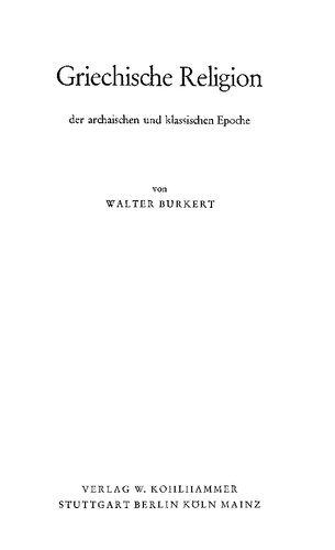 Griechische Religion der archaischen und klassischen Epoche