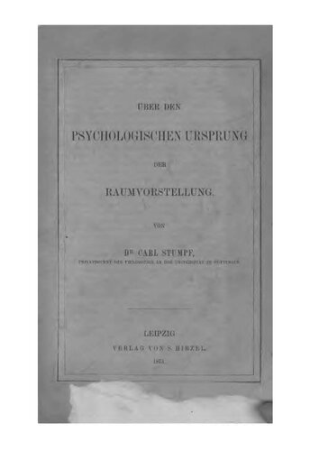 Über den psychologischen Ursprung der Raumvorstellung