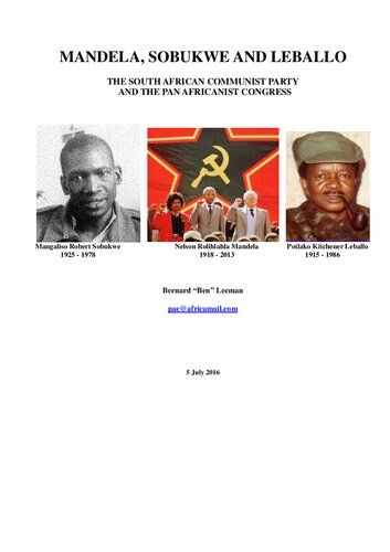 Mandela, Sobukwe and Leballo: The South African Communist Party and the Pan Africanist Congress