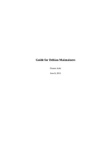 Guide for Debian maintainers